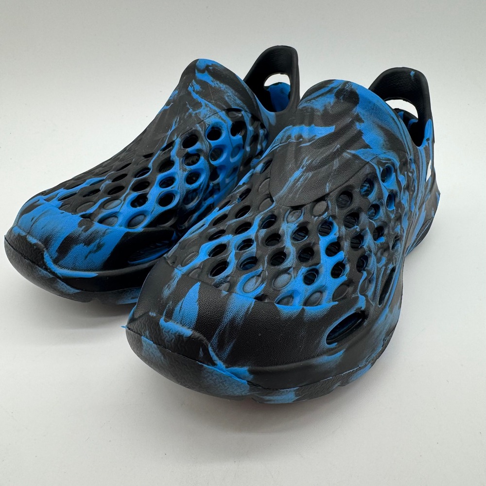 Shark Youth Water Shoes Blue Black Camo Slip On Drainage Shoes Size 13